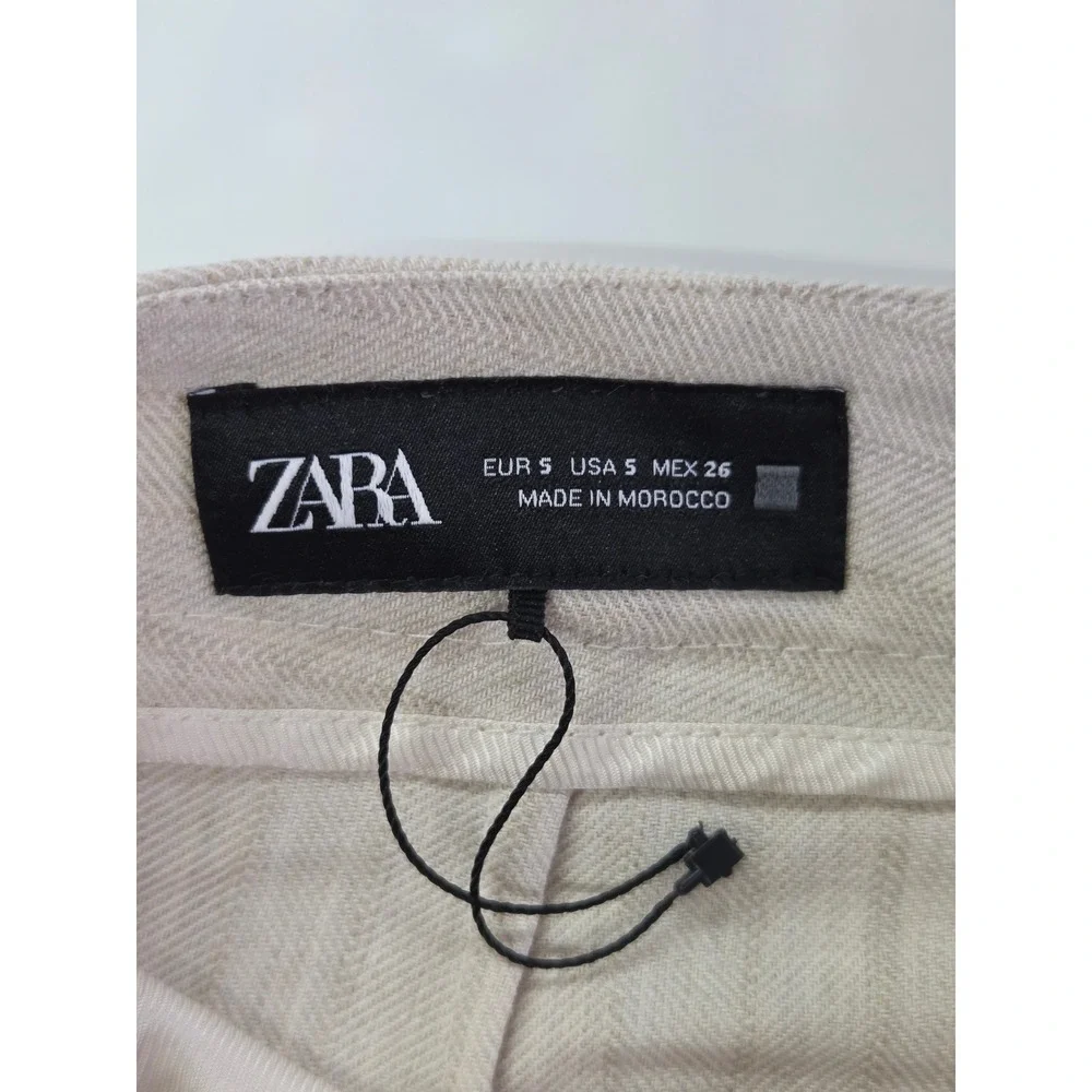 Zara Cream Wide-Leg Trousers, S